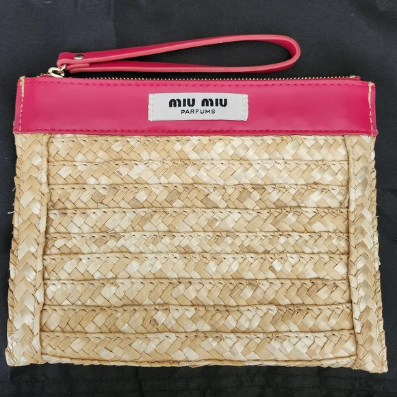 Miu Miu Novelty Straw Logo Pouch - Picture 1 of 14